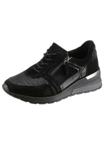 Waldläufer WALDLÄUFER Damen Keilsneaker "H-CLARA-SOFT", Gr. 6,5, schwarz, Veloursleder, Textil, Lackleder, sportlich, Schuhe, mit komfortabler