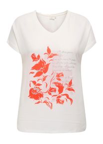 Only CARMAKOMA Damen Kurzarmshirt "CARVIGGA S/S O-NECK MIX TEE JRS BS"cloud dancer print:rose, modisch, Gr. M, bedruckt, Jersey, Obermaterial: 96%