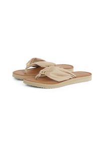 Tommy Hilfiger Damen Zehentrenner "TH ELEVATED BEACH SANDAL", Gr. 40, braun, Textil, sportlich, Schuhe, Sommerschuh, Bequemschuh, Flats, Schlappen