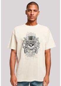 F4NT4STIC Herren T-Shirt "Guns 'N' Roses Skull and Pistols", beige, casual, Gr. S, Obermaterial: 100% Baumwolle, Shirts, Premium Qualität