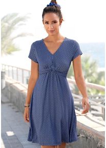 Vivance Jerseykleid mehrfarbig Gr. 36 für Damen. V-Ausschnitt und Allover-Druck. Figurumspielend. Nachhaltig.