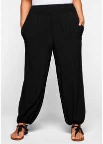 Große Größen Weite Hose mit Smokbund, aus Viskose Gr. 42 schwarz von sheego für Damen