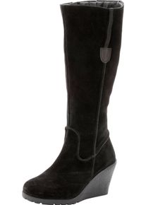 Große Größen Weitschaftstiefel mit Keilabsatz und Ziernähten Gr. 43 schwarz von sheego für Damen