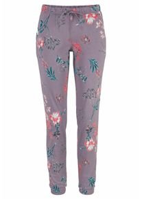 Große Größen s.Oliver RED LABEL Bodywear Hose mit Flowerprint Gr. 44/46 lila für Damen