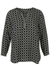 Via Appia Due Große Größen Tunika mit Grafikprint und Ziertape am V-Cut Gr. 52 schwarz für Damen