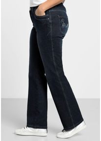 Große Größen Bootcut-Jeans mit Used-Effekten Gr. 28 blau von sheego für Damen