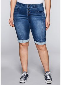 Große Größen Bermudas aus Sweat-Denim mit Teilungsnaht Gr. 42 blau von sheego für Damen