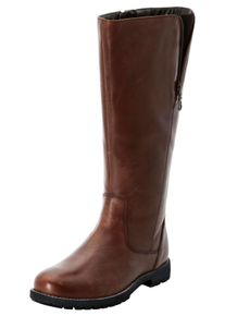 Große Größen Weitschaftstiefel aus Leder mit Zierreißverschluss Gr. 38 braun von sheego für Damen