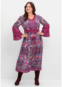 sheego by Joe Browns Große Größen Maxikleid im Boho-Stil, mit Trompetenärmeln Gr. 54 pink geblümt von sheego für Damen