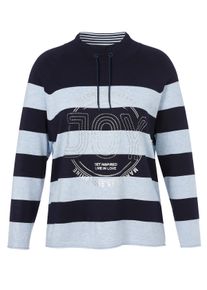 Via Appia Due Große Größen Gestreifter Pullover mit Tunnelzug am Stehkragen Gr. 48 blau gestreift für Damen
