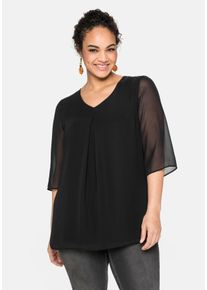 Große Größen Tunika im Layerlook, mit Chiffon Gr. 60 schwarz von sheego für Damen