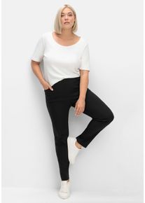 Große Größen CurvePerfect Hose, mit schmalem Bein und Schlupfbund Gr. 46 schwarz von sheego für Damen