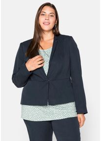 Große Größen Blazer in Kurzform mit tiefem Reverskragen Gr. 54 blau von sheego für Damen