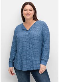 Große Größen Bluse mit Minimalprint, in leichter A-Linie Gr. 42 blau von sheego für Damen
