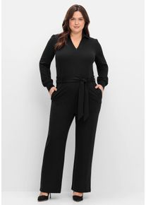 sheego by Joe Browns Große Größen Jumpsuit mit Bindegürtel und Reißverschluss vorn Gr. 50 schwarz von sheego für Damen
