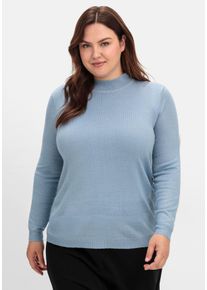 Große Größen Extraweicher Pullover mit Stehkragen Gr. 44 blau von sheego für Damen