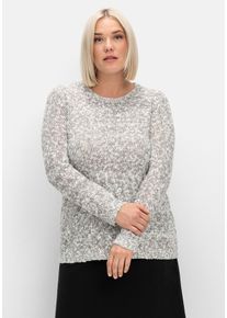 Große Größen Pullover aus meliertem Effektgarn Gr. 56 grau von sheego für Damen