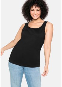 Große Größen Tanktop aus Baumwolle, mit Rundhalsausschnitt Gr. 60 schwarz von sheego für Damen