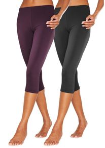 Vivance Große Größen Doppelpack Capri-Leggings Gr. 40/42 rot/schwarz für Damen