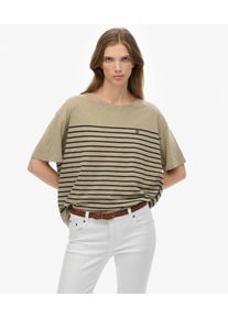 Superdry Damen Studio T-shirt mit &uuml;berschnittenen Schultern Beige - Gr&ouml;&szlig;e: 38 2102422000148H4I017