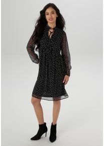 Aniston SELECTED Chiffonkleid, Mit kleinen Rüschen am Stehkragen und Bindebänder - NEUE KOLLEKTION