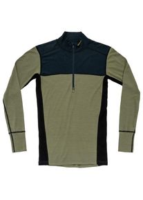 Langarm Unterhemde DEVOLD Lauparen Merino 190 Zip Neck Herren (Gr S |oliv)