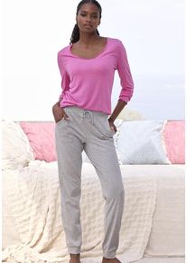 Vivance Dreams Pyjama mehrfarbig Gr. 32/34 für Damen. Rundhals und Print. Basic Schmal