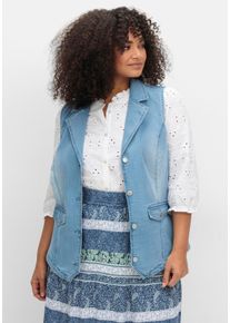 sheego Große Größen Jeansweste mit Reverskragen, blue-bleached, Größe 50 - Damen