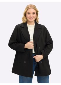 sheego Gro&szlig;e Gr&ouml;&szlig;en Cabanjacke mit Steppwesteneinsatz, schwarz, Gr&ouml;&szlig;e 46 - Damen