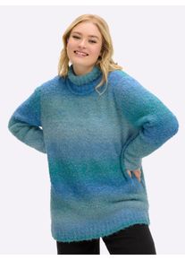 sheego Große Größen Pullover mit Streifen und Glanz-Effekt, topas-jeansblau-gestreift, Größe 40/42 - Damen