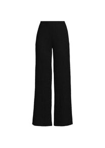 LANDS' END Crinkle-Jerseyhose mit weitem Bein, Damen,  Schwarz, Polyester/Viskose/Polyester-Mischung, by Lands' End