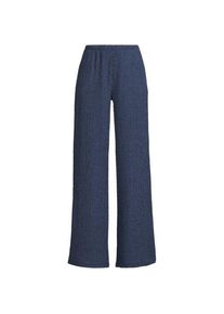 LANDS' END Crinkle-Jerseyhose mit weitem Bein, Damen,  Blau, Polyester/Viskose/Polyester-Mischung, by Lands' End