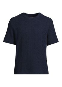 LANDS' END T-Shirt aus Jersey mit Struktur, Herren,  Blau, Baumwolle/Polyester, by Lands' End