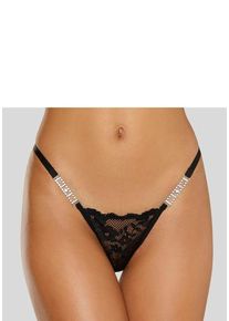 Petite Fleur Gold String schwarz Gr. 40/42 für Damen. Figurbetont