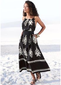 Lascana Midikleid mehrfarbig Gr. 34 für Damen. Rundhals und Allover-Druck. Figurumspielend. Nachhaltig.