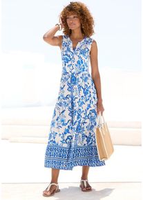 Lascana Maxikleid mehrfarbig Gr. 34 für Damen. Rundhals und Allover-Druck. Figurumspielend. Nachhaltig.