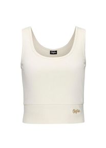 Buffalo Crop-Top 'BuffaloRetroRoar152' wollweiß Gr. 32/34 für Damen. Rundhals und Logostickerei. Nachhaltig.