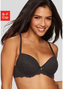 Lascana Damen Schalen-BH "Cara", Gr. 90, schwarz, Spitze, Obermaterial: 74% Polyamid, 15% Polyester, 11% Elasthan, feminin, BHs, mit Bügel rundum aus