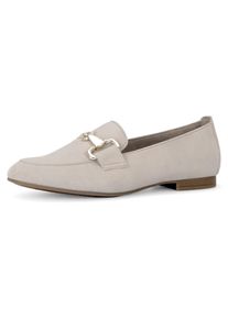 Gabor Damen Slipper, Gr. 40, beige, Ziegenveloursleder, unifarben, elegant, Schuhe, Loafer, Halbschuh, Businessschuh mit edler Zierschnalle