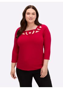 sheego Gro&szlig;e Gr&ouml;&szlig;en 3/4-Arm-Shirt mit Cut-Outs, rot, Gr&ouml;&szlig;e 42 - Damen