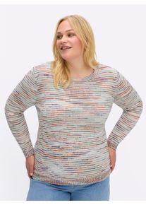 sheego Große Größen Rundhalspullover aus Multicolor-Garn, ecru-meliert, Größe 44 - Damen
