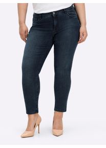 Ascari sheego Große Größen 5-Pocket-Jeans in Stretch-Qualität, mit Glitzersteinchen, dunkelblau, Größe 52 - Damen