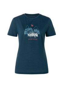 super.natural Dolomites Campsites Tee Merinoshirt Damen (Gr XL |blau/ various)