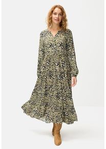 Lascana Maxikleid blau Gr. 34 für Damen. V-Ausschnitt und Allover-Druck. Figurumspielend. Nachhaltig.
