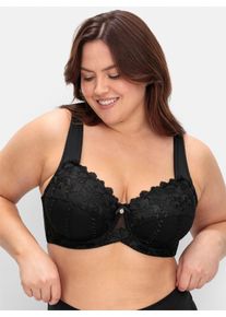 sheego Große Größen Bügel-BH mit Spitze, schwarz, Größe 95E - Damen