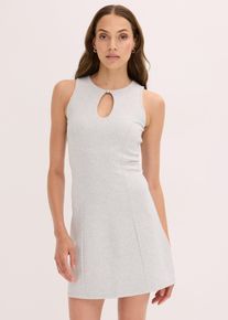 bonprix Minikleid mit Schmuck-Knopf, grau, Gr.36, Stylisches Kleid mit toller Passform und sexy Drop-Hole Ausschnitt