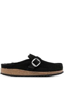 Birkenstock Sandalen - Black Buckley Shearling Suede Slip-On Shoes - Gr. 37 (EU) - in Schwarz - f&uuml;r Damen