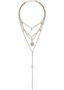 Lascana Kette mit Anhänger 'Lange Layer Halskette' goldfarben Gr. für Damen. Mit Glitzerdetails, Glitzersteine
