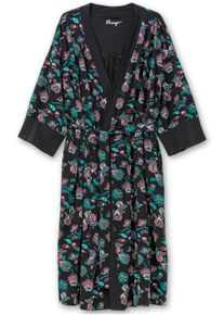 sheego Gro&szlig;e Gr&ouml;&szlig;en Morgenmantel mit Bindeg&uuml;rtel und seitlichen Taschen, schwarz bedruckt, Gr&ouml;&szlig;e 52/54 - Damen