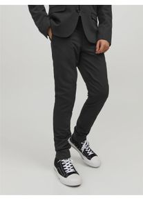 Jack & Jones Anzughose JACK & JONES JUNIOR "JPRSOLAR elastisch, pflegeleicht, komfortabel", Jungen, Gr. 164, N-Gr, schwarz, Web, Obermaterial: 78% Polyester, 17% Viskose, 5% Elasthan, unifarben, slim fit kn&ouml;chellang, Hosen Anzughose, unifarben, modisch, slim fit, Web